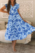 Floral Print Tiered Frilled Trim Flutter Sleeve Maxi Dress